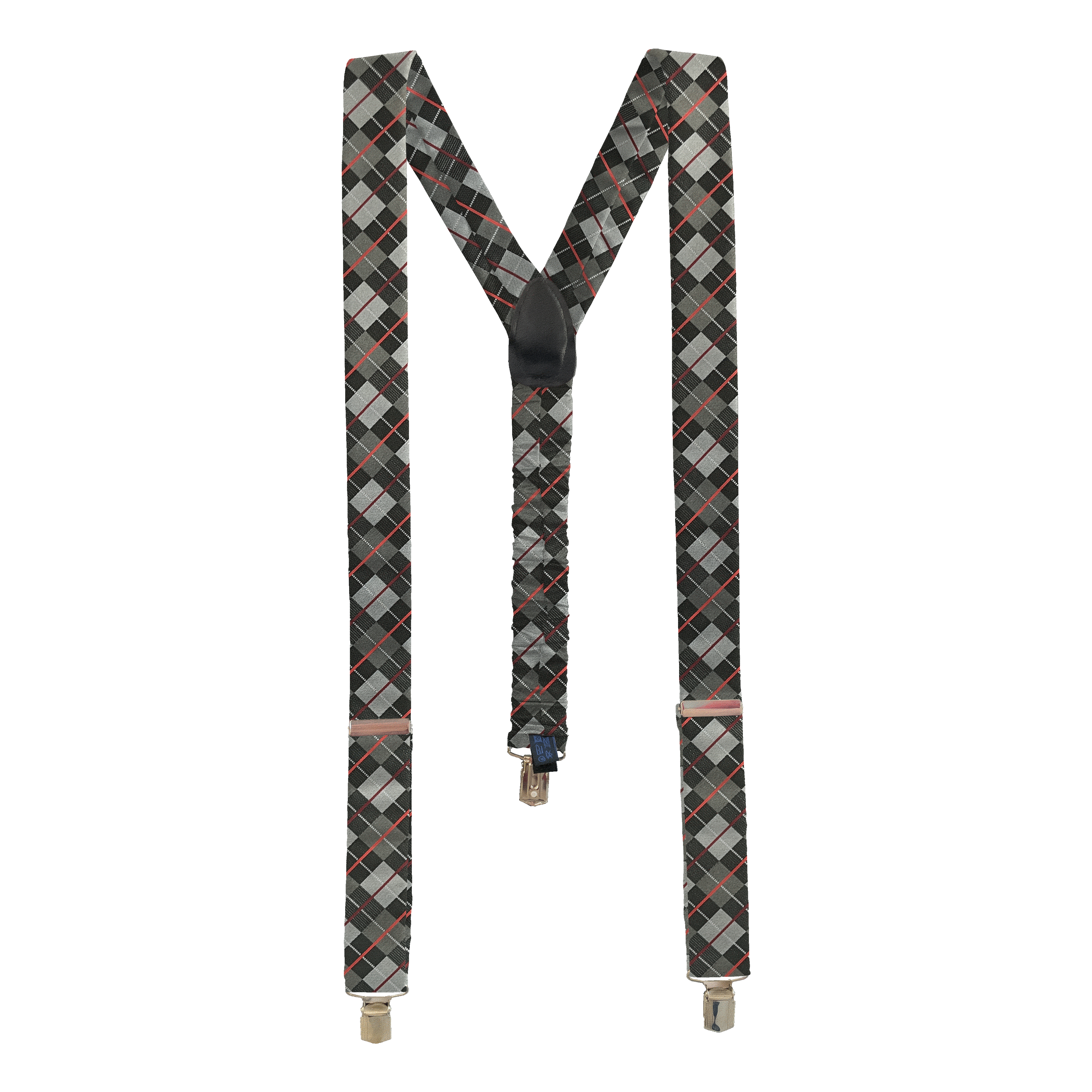 Hosenträger aus Seide, Stoff: geometrisch gemustert in grau und schwarz (7290)