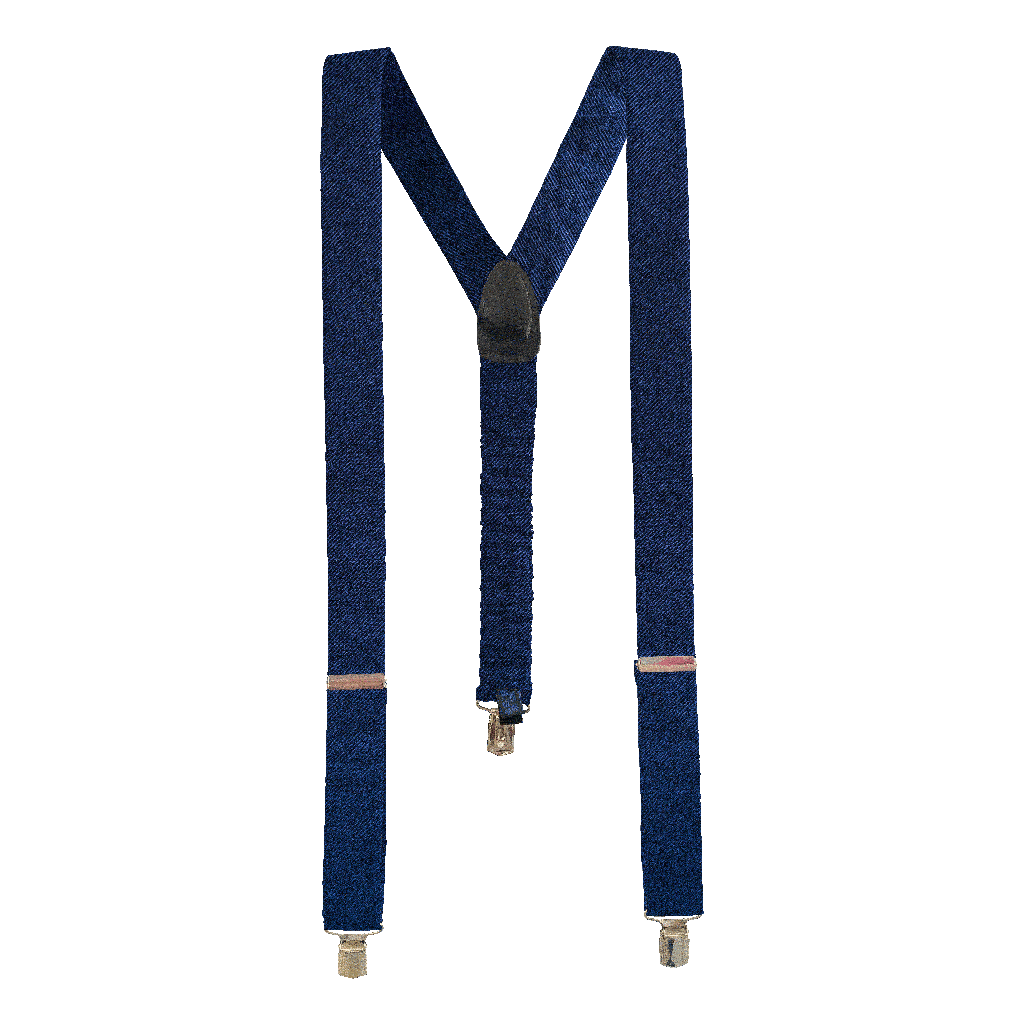 [BR-M-09-0937] Hosenträger aus Seide, Stoff: gerippt in dunkelblau (0937) (Metallklips)