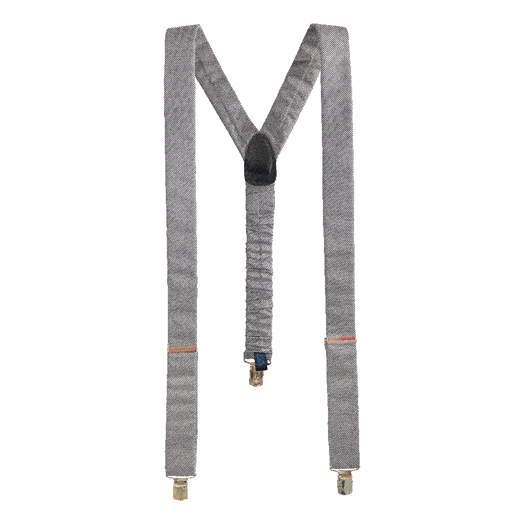 [BR-M-09-0955] Hosenträger aus Seide, Stoff: gerippt in hellgrau-schwarz (0955) (Metallklips)