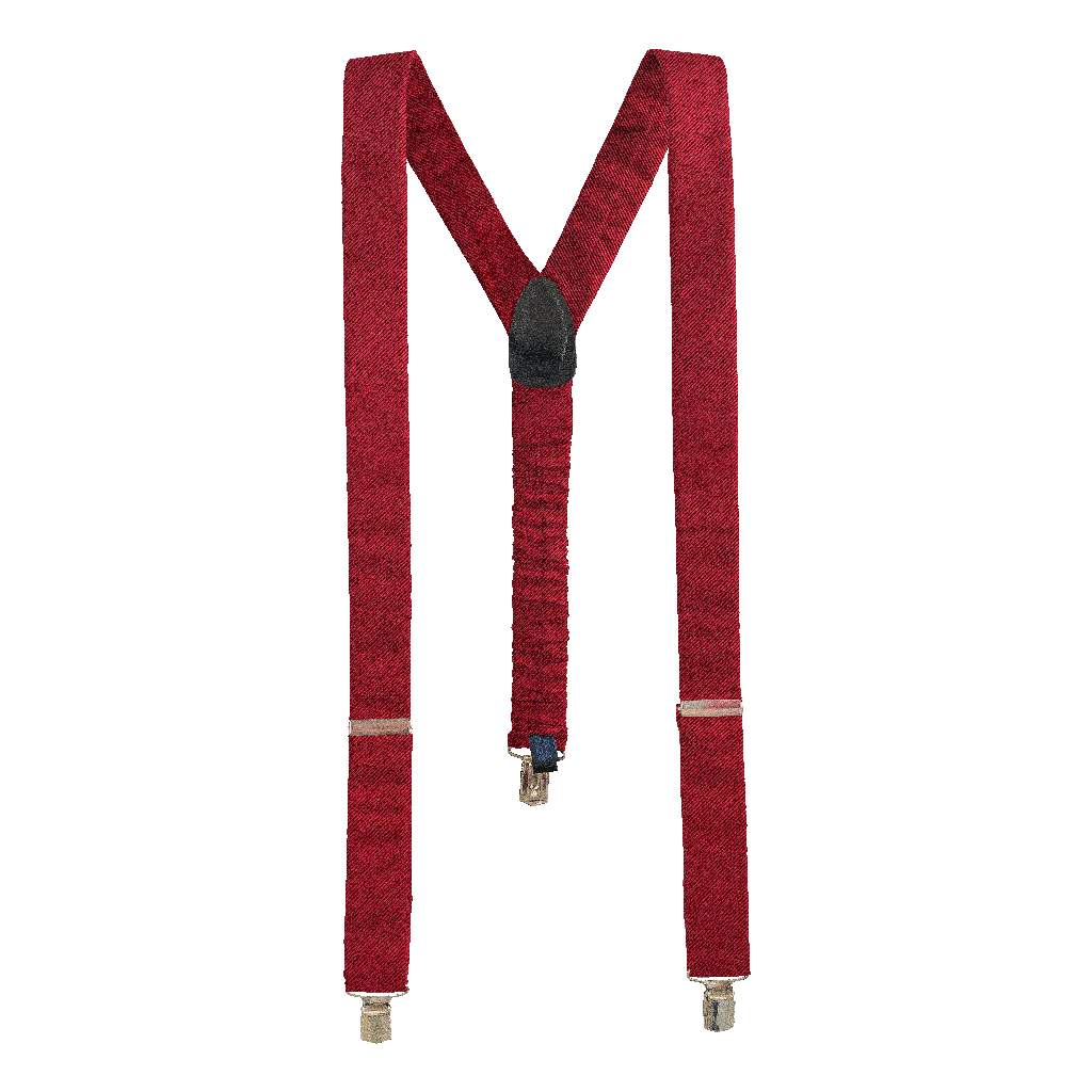 [BR-M-09-0944] Hosenträger aus Seide, Stoff: gerippt in rot-schwarz (0944) (Metallklips)