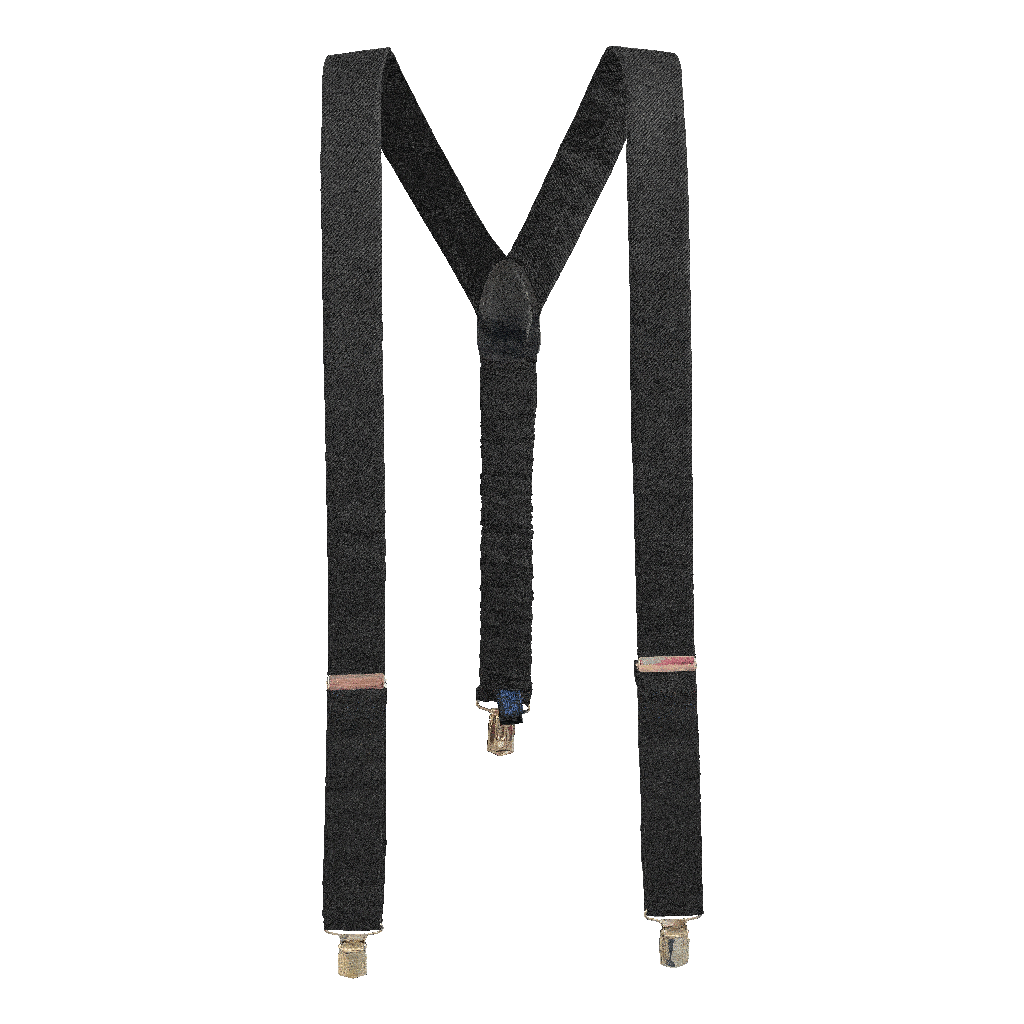 [BR-M-09-0980] Hosenträger aus Seide, Stoff: gerippt in schwarz (0980) (Metallklips)