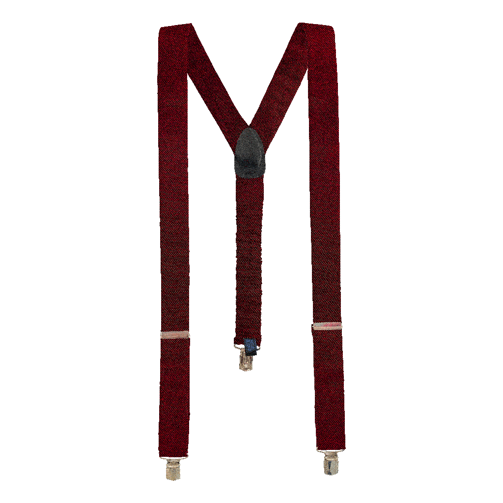 [BR-M-09-0945] Hosenträger aus Seide, Stoff: gerippt in schwarz-rot (0945) (Metallklips)