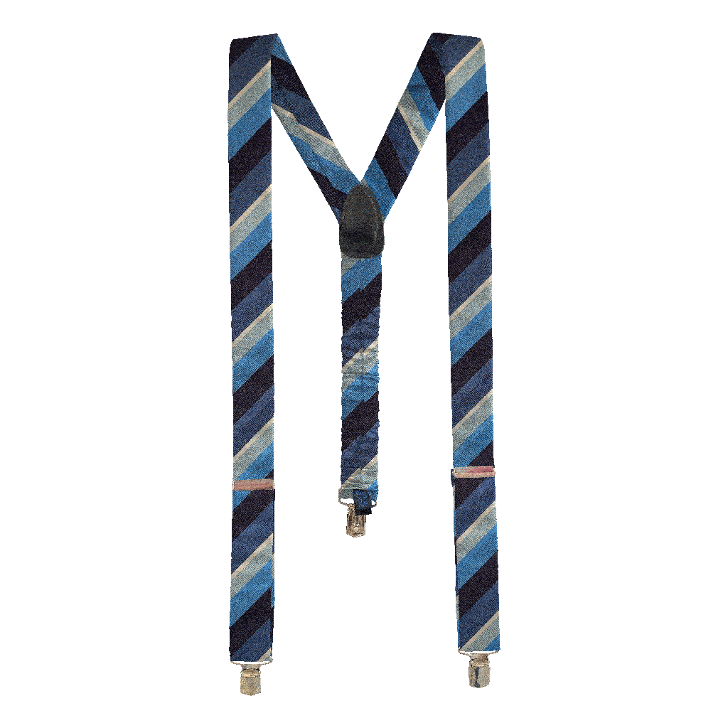 [BR-M-70-7998] Hosenträger aus Seide, Stoff: gestreift in Blaustufen (7998) (Metallklips)