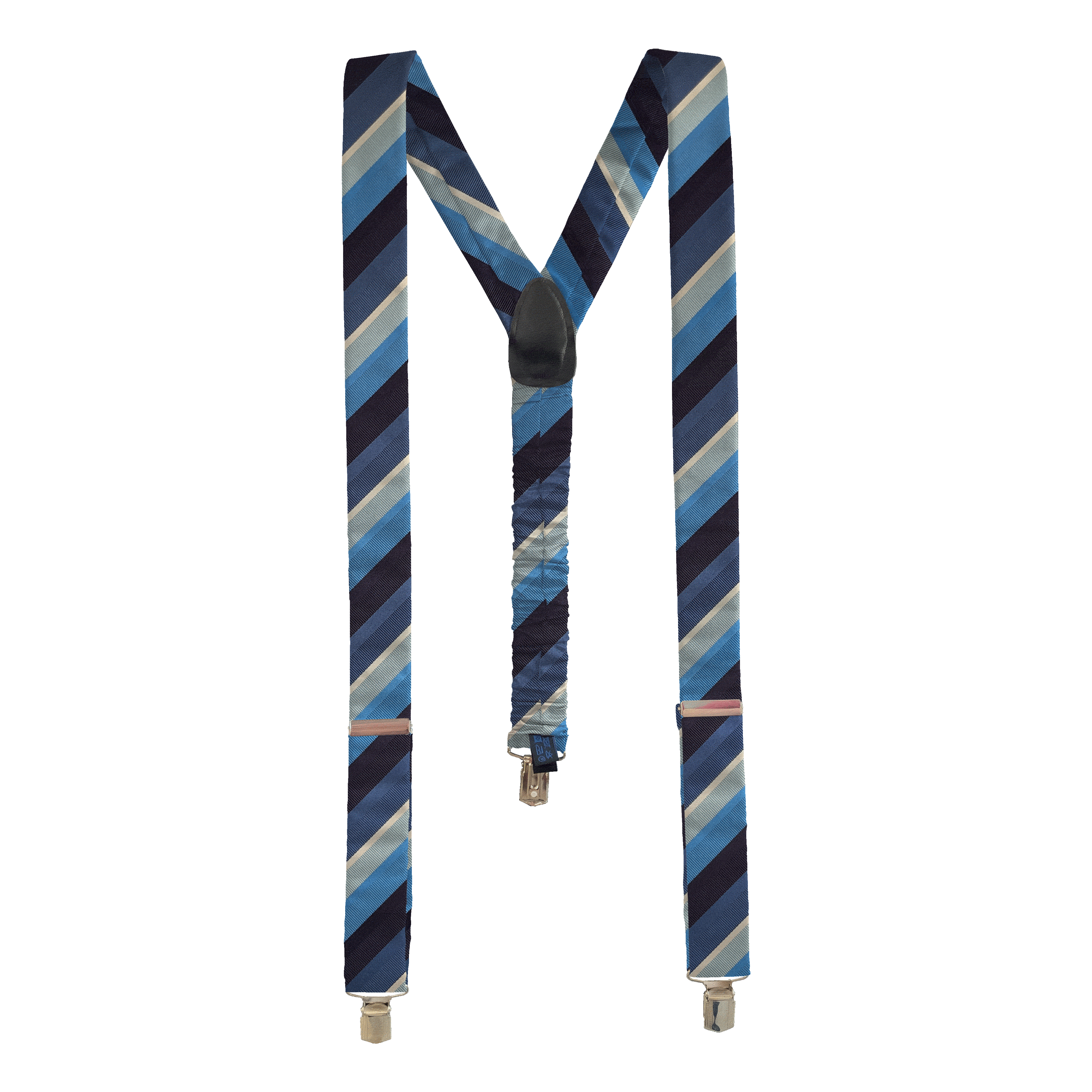 Hosenträger aus Seide, Stoff: gestreift in Blaustufen (7998)