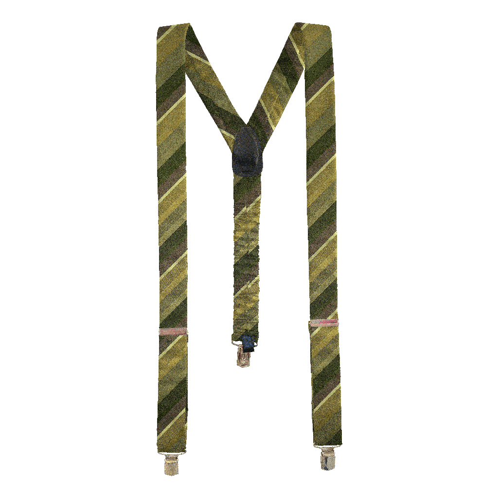 [BR-M-70-7996] Hosenträger aus Seide, Stoff: gestreift in Grünstufen (7996) (Metallklips)