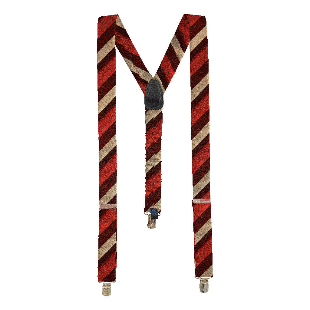 [BR-M-70-7997] Hosenträger aus Seide, Stoff: gestreift in Rotstufen und beige (7997) (Metallklips)