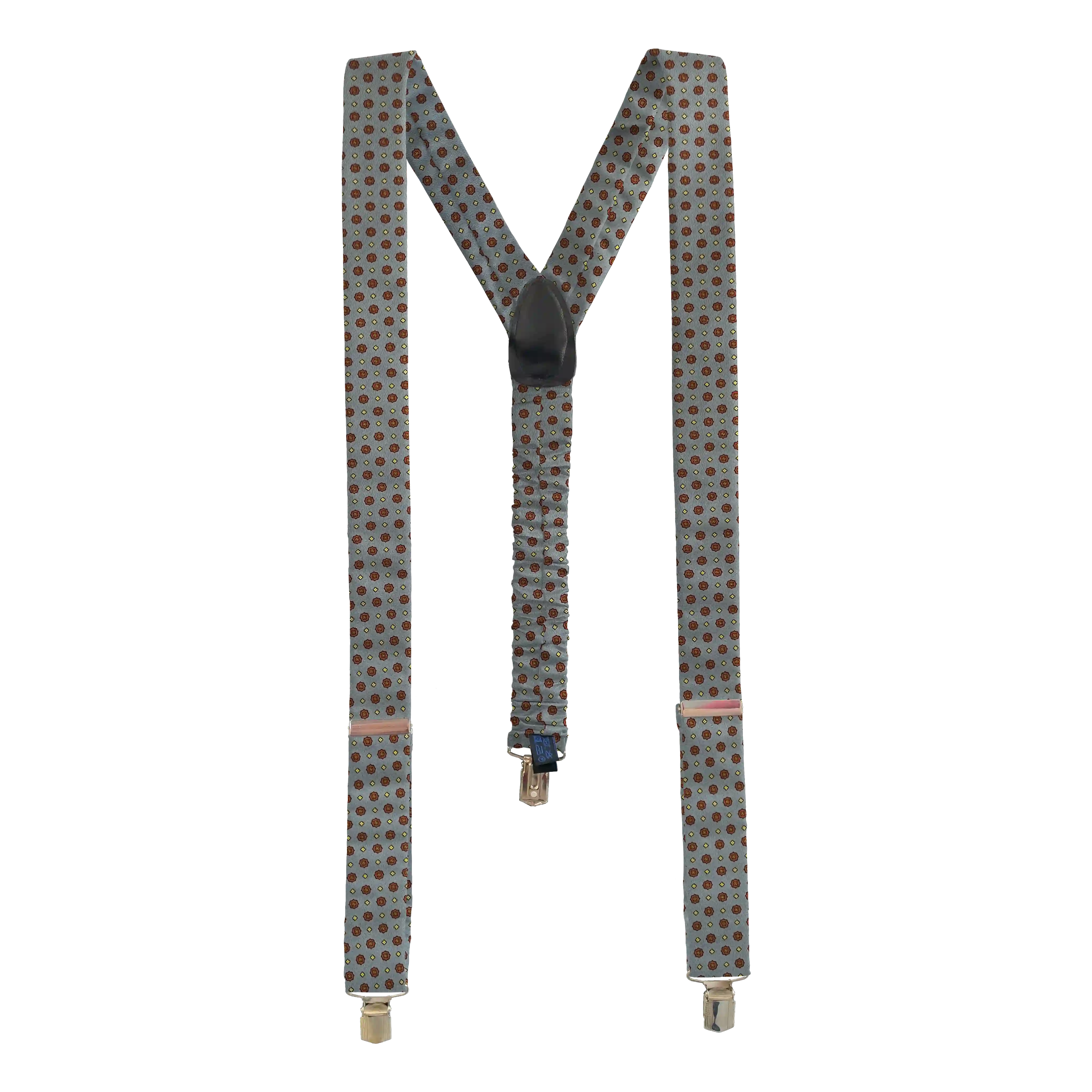 [BR-M-60-6840] braces from silk, fabric: little red flowers on sky blue (6840) (metal clips)