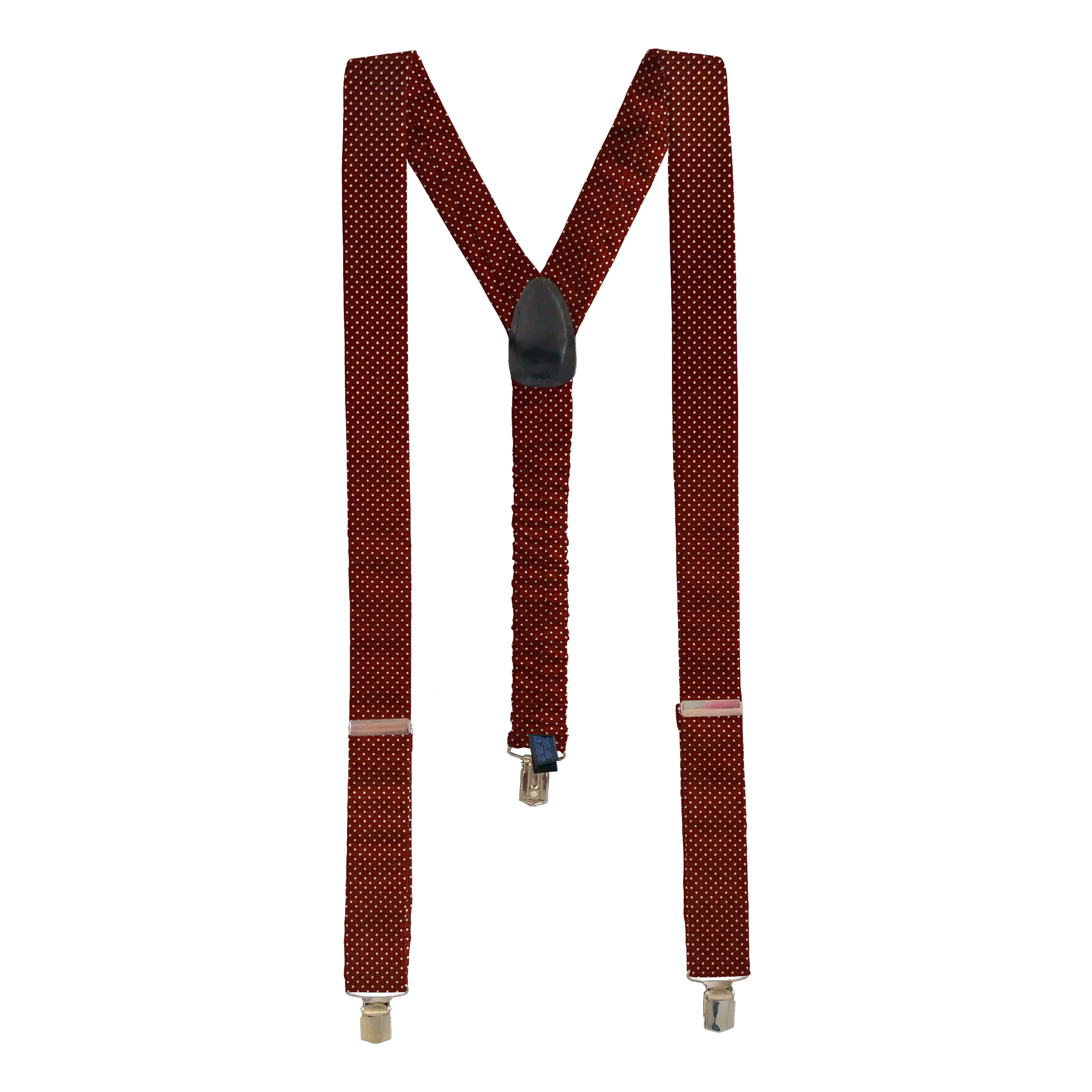 [BR-M-70-7934] braces from silk, fabric: silver polka dots on burgundy (7934) (metal clips)