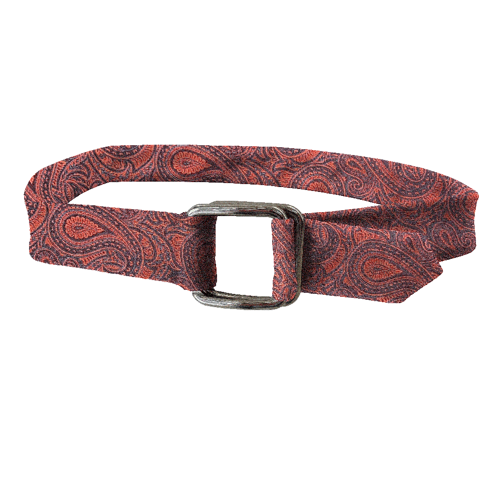 [BE-I-70-7246] Gürtel aus Seide, Stoff: dunkelblaues Paisley auf rot (7246)