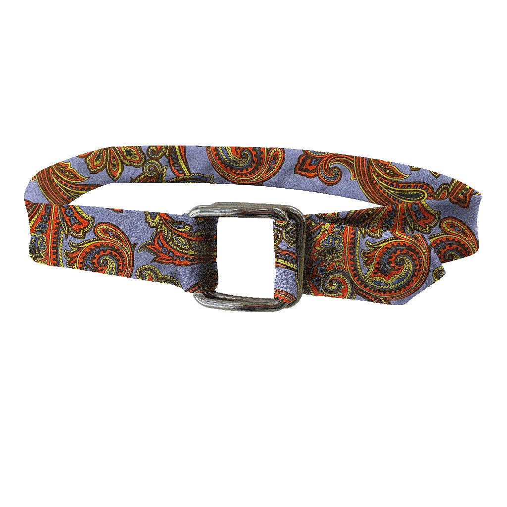 [BE-I-60-6754] Gürtel aus Seide, Stoff: großes mehrfarbiges Paisley auf blau (6754)