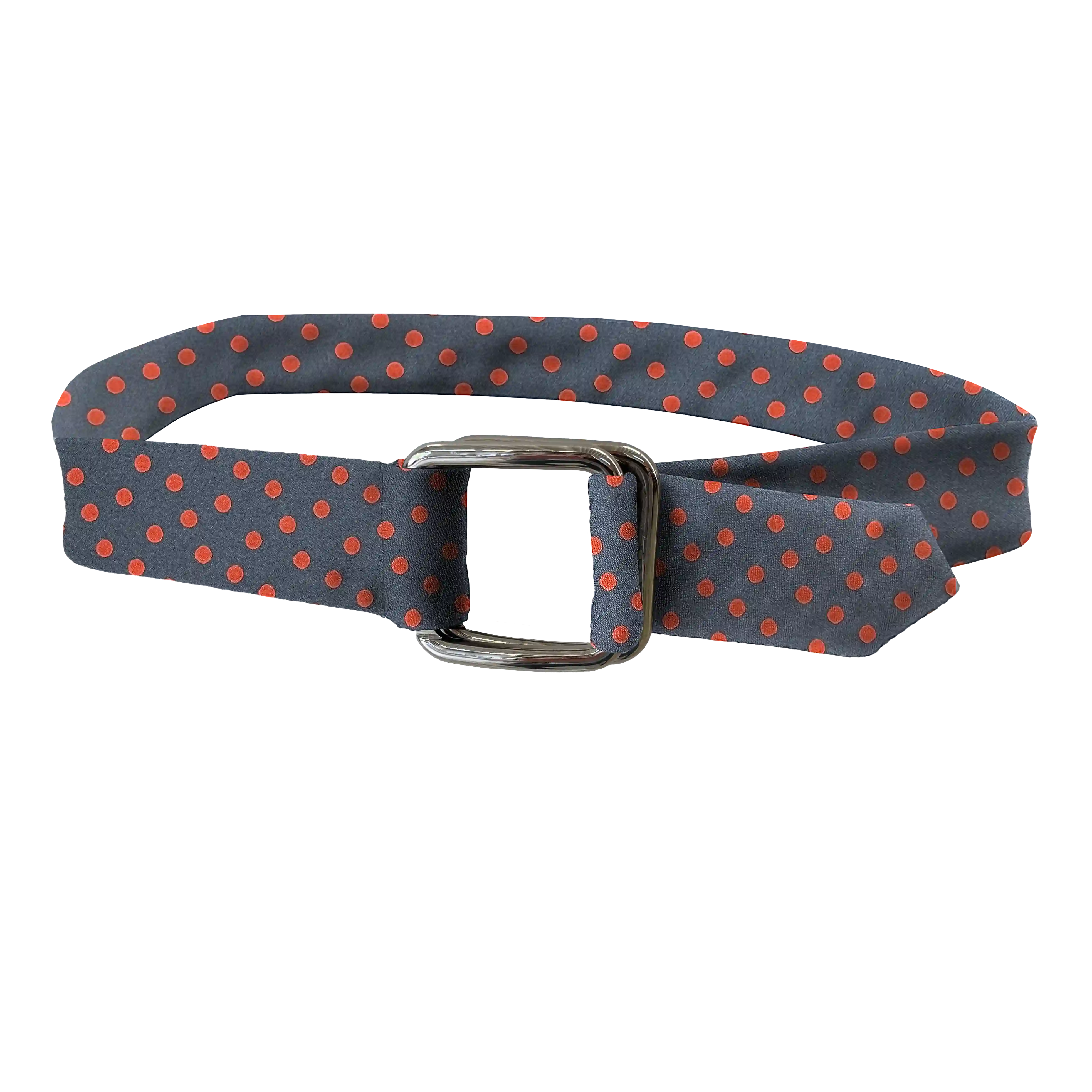 [BE-I-70-7166] belt from silk, fabric: randomly dotted in red on dark blue (7166)