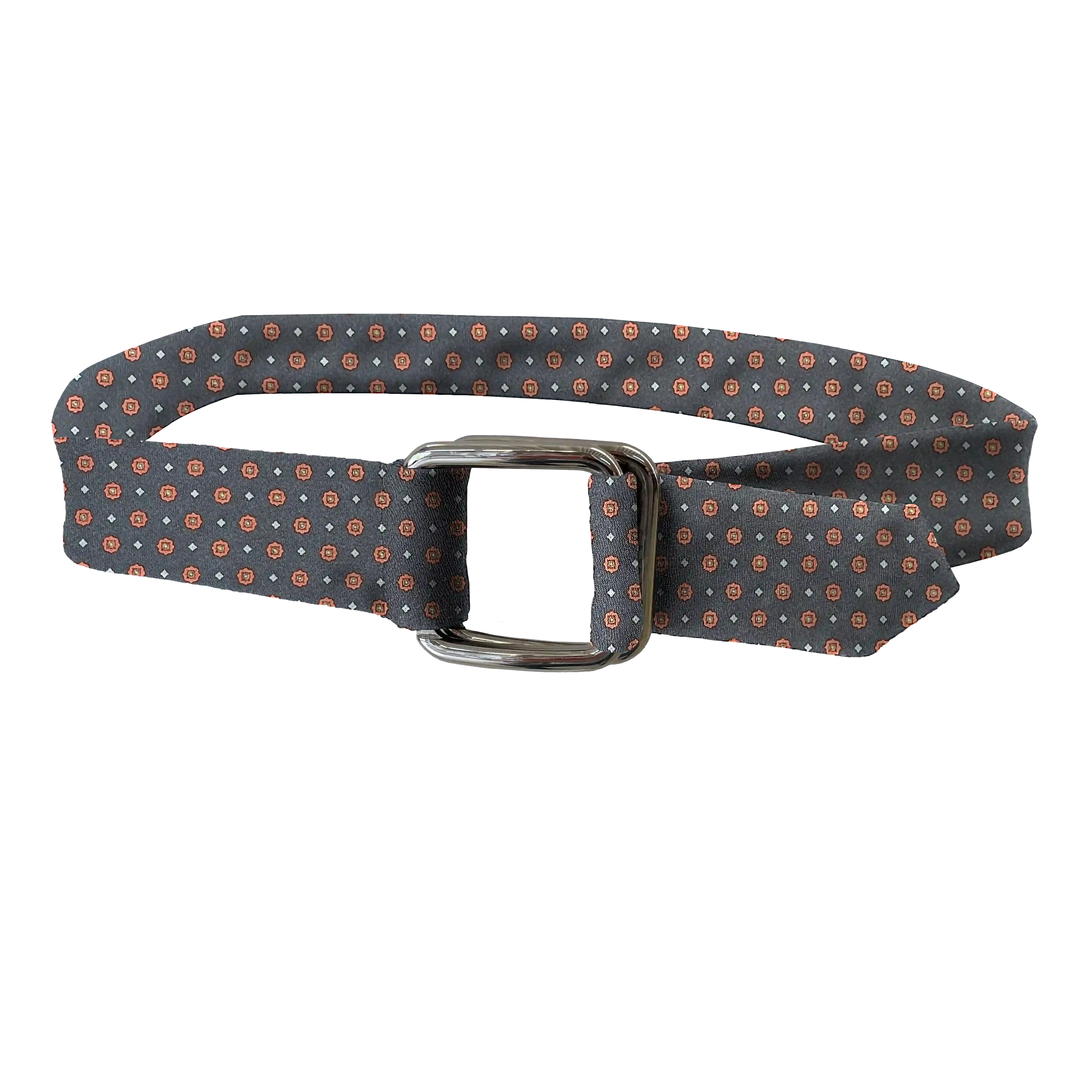 [BE-I-60-6841] belt from silk, fabric: little red flowers on dark blue (6841)