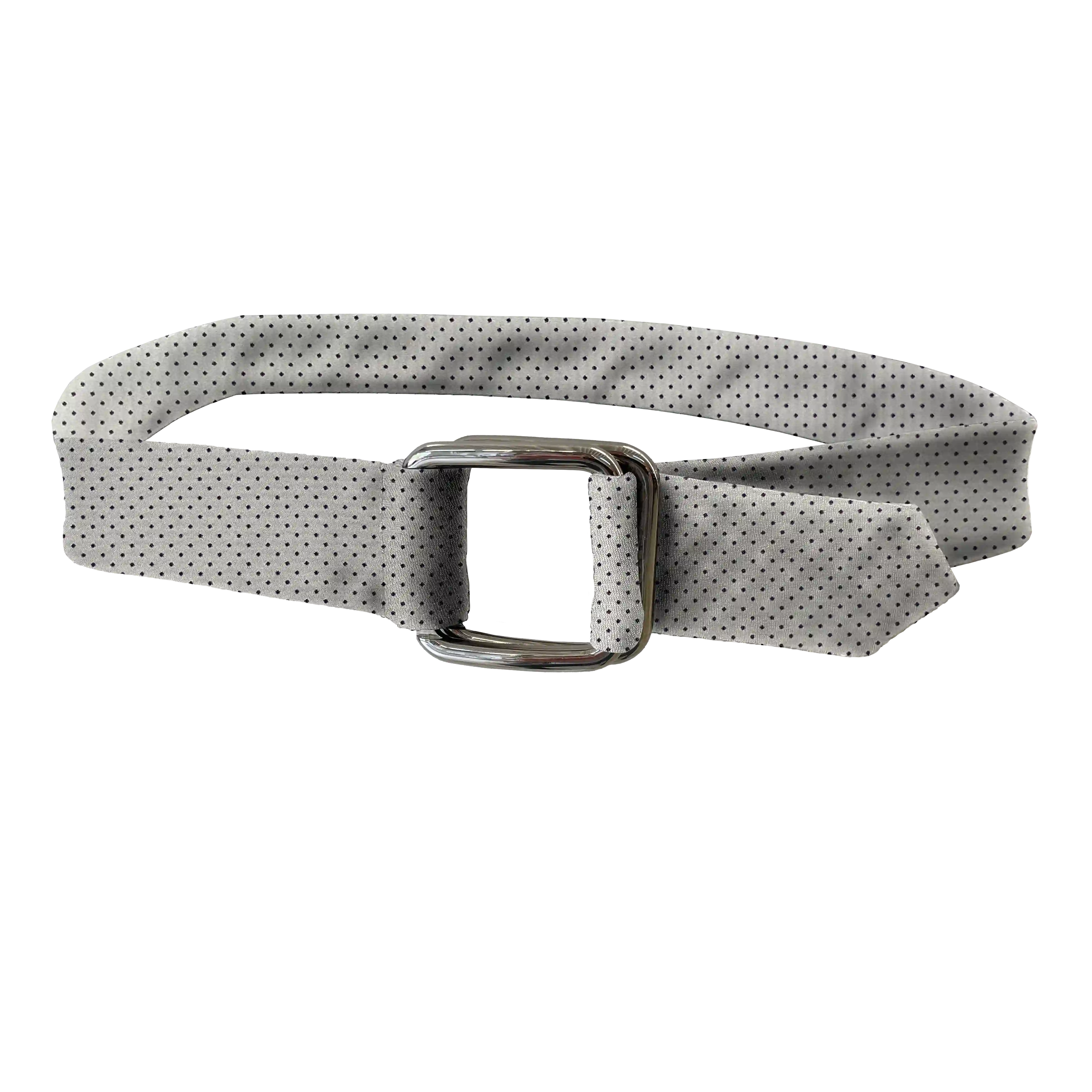 [BE-I-70-7931] belt from silk, fabric: black polka dots on silver (7931)