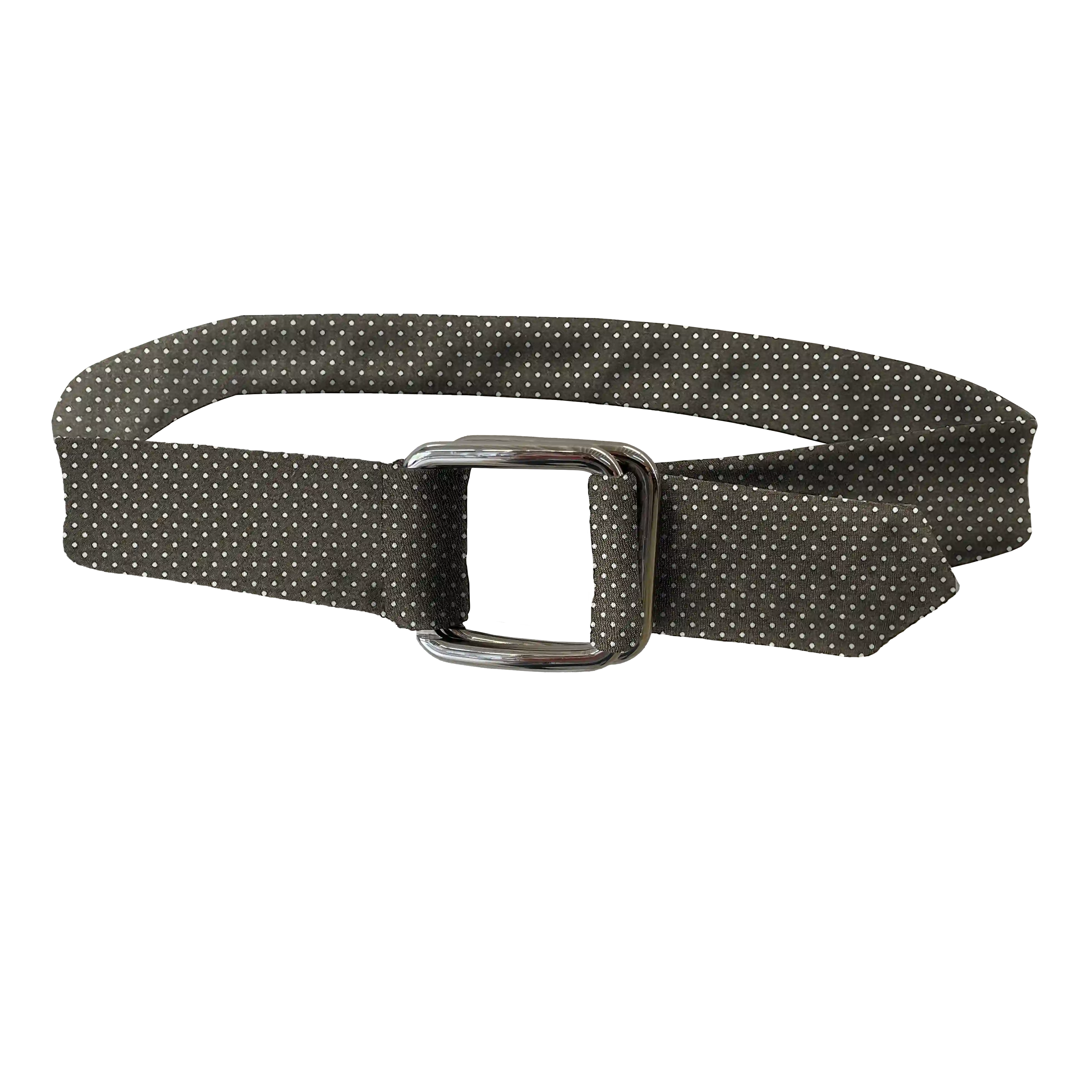 [BE-I-70-7933] belt from silk, fabric: silver polka dots on grey (7933)