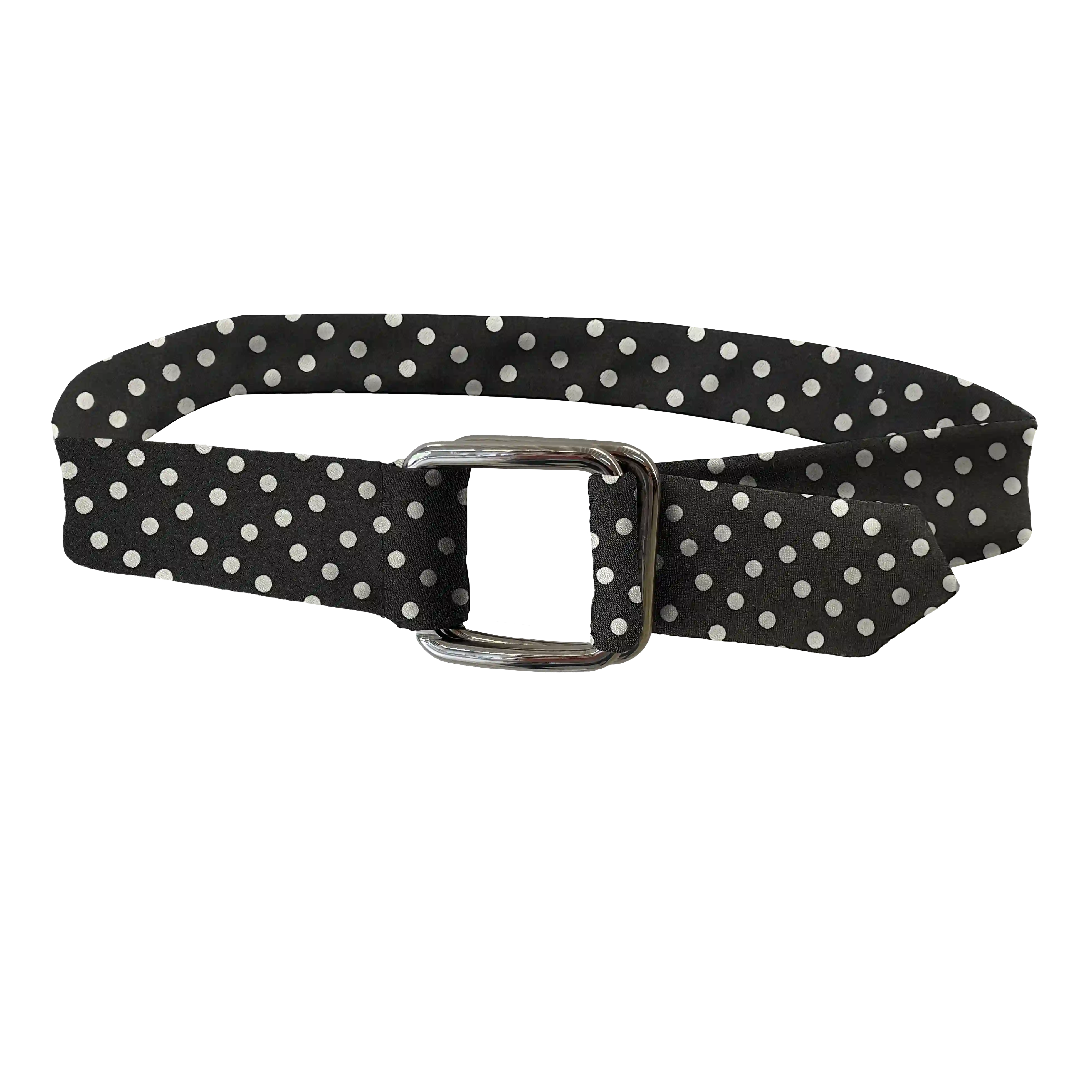 [BE-I-70-7170] belt from silk, fabric: randomly dotted in silver on black (7170)