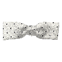 Schleife aus Seide, Form: gerade, Höhe: 35, Stoff: weiß mit schwarzen Punkten (6060)