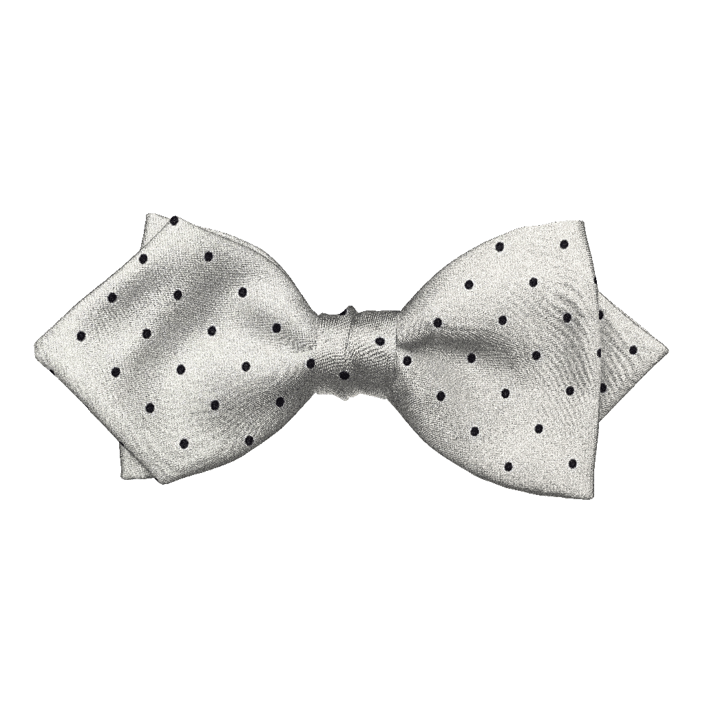 [BT-P-60-E-60-6060] Schleife aus Seide, Form: spitz, Höhe: 60, Stoff: weiß mit schwarzen Punkten (6060) (EASY: vorgebunden mit verstellbarer Größe)