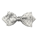 Schleife aus Seide, Form: spitz, Höhe: 60, Stoff: weiß mit schwarzen Punkten (6060)
