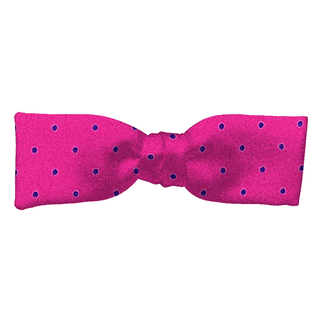 [BT-S-35-E-60-6063] Schleife aus Seide, Form: gerade, Höhe: 35, Stoff: magenta mit blauen Punkten (6063) (EASY: vorgebunden mit verstellbarer Größe)