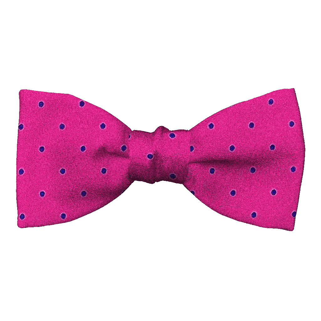 [BT-S-50-E-60-6063] Schleife aus Seide, Form: gerade, Höhe: 50, Stoff: magenta mit blauen Punkten (6063) (EASY: vorgebunden mit verstellbarer Größe)