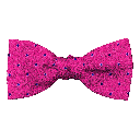 Schleife aus Seide, Form: gerade, Höhe: 50, Stoff: magenta mit blauen Punkten (6063)