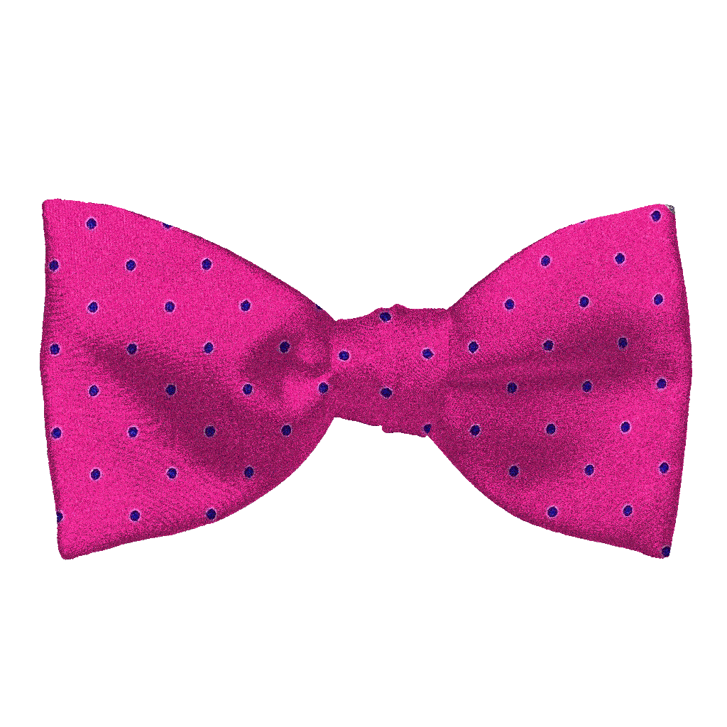 [BT-S-65-E-60-6063] Schleife aus Seide, Form: gerade, Höhe: 65, Stoff: magenta mit blauen Punkten (6063) (EASY: vorgebunden mit verstellbarer Größe)