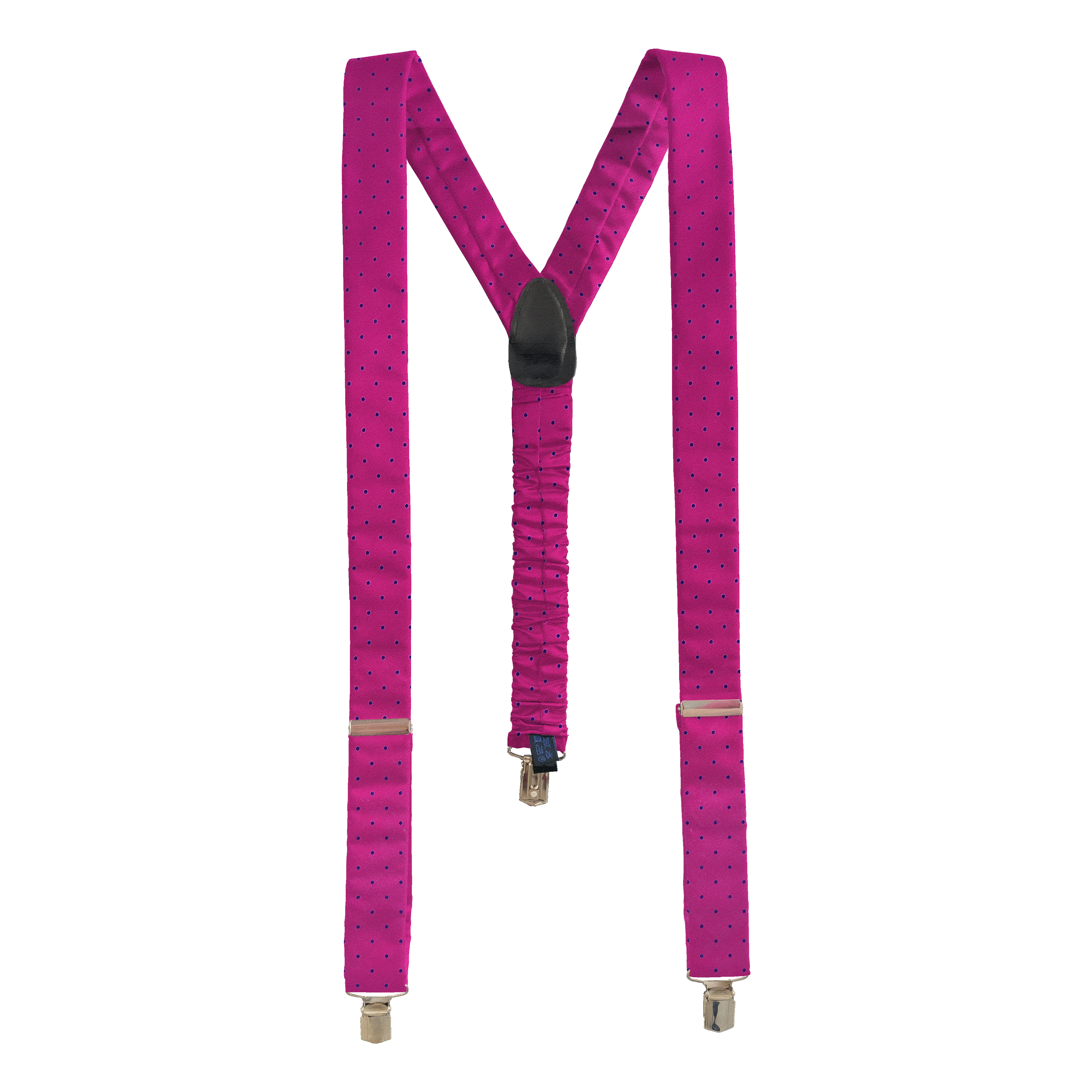 Hosenträger aus Seide, Stoff: magenta mit blauen Punkten (6063)