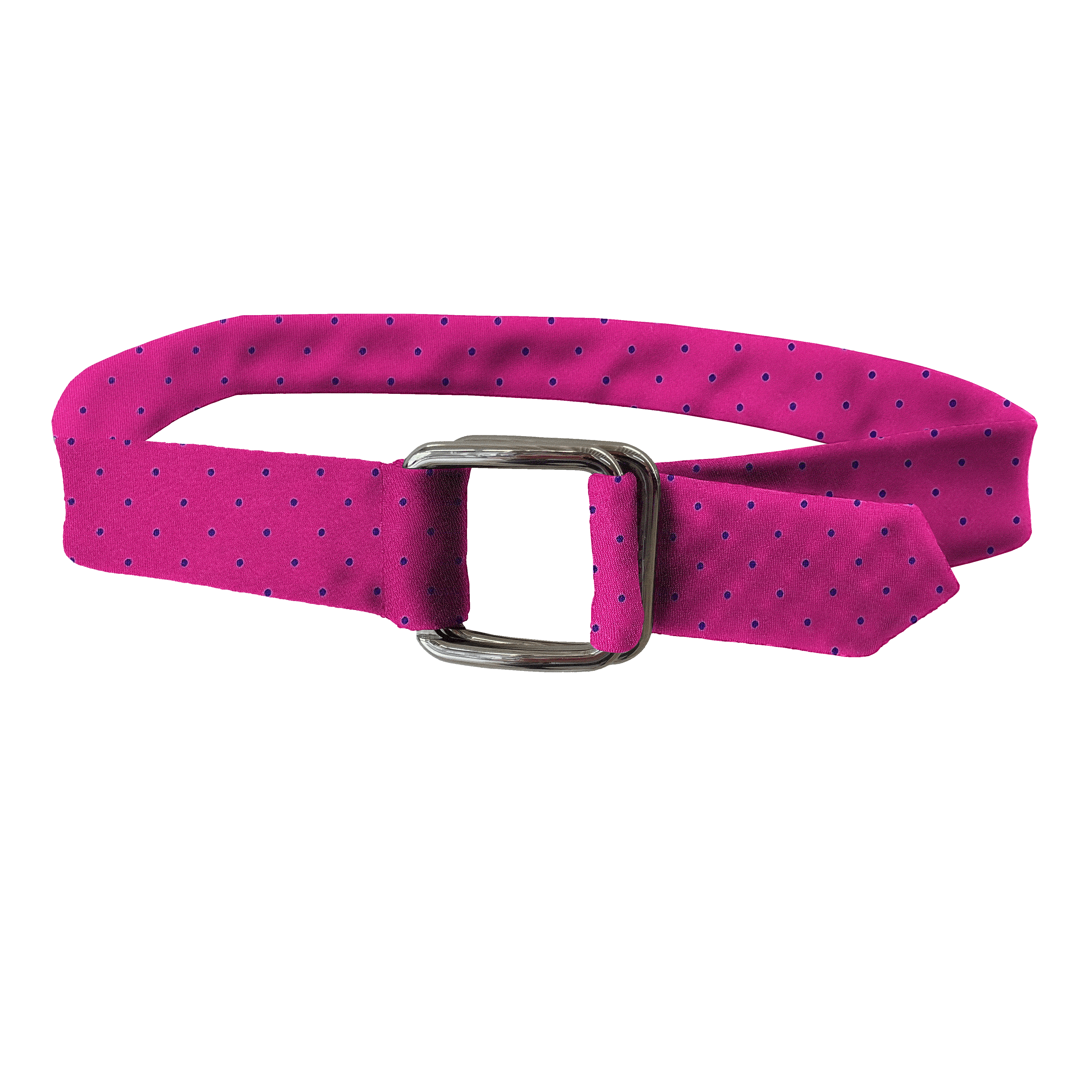 Gürtel aus Seide, Stoff: magenta mit blauen Punkten (6063)