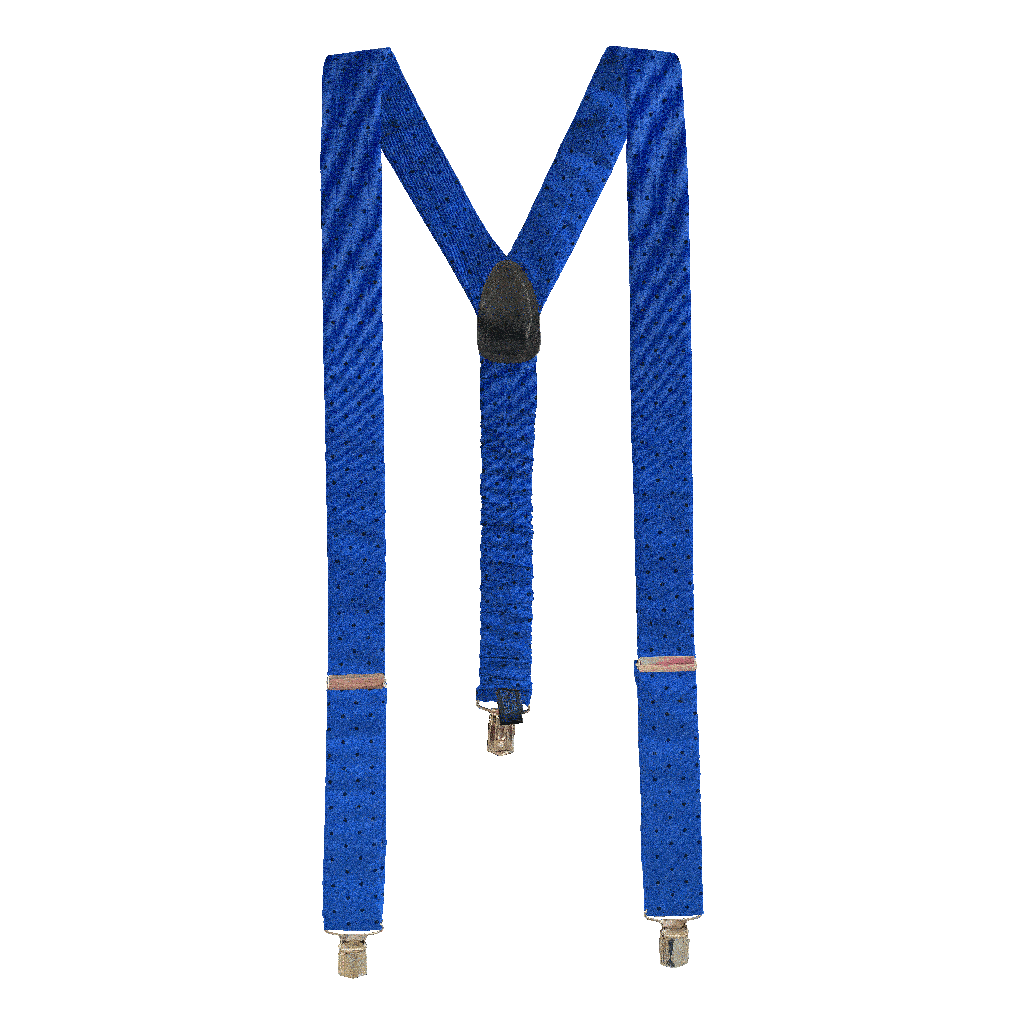 [BR-M-60-6064] Hosenträger aus Seide, Stoff: königsblau mit schwarzen Punkten (6064) (Metallklips)