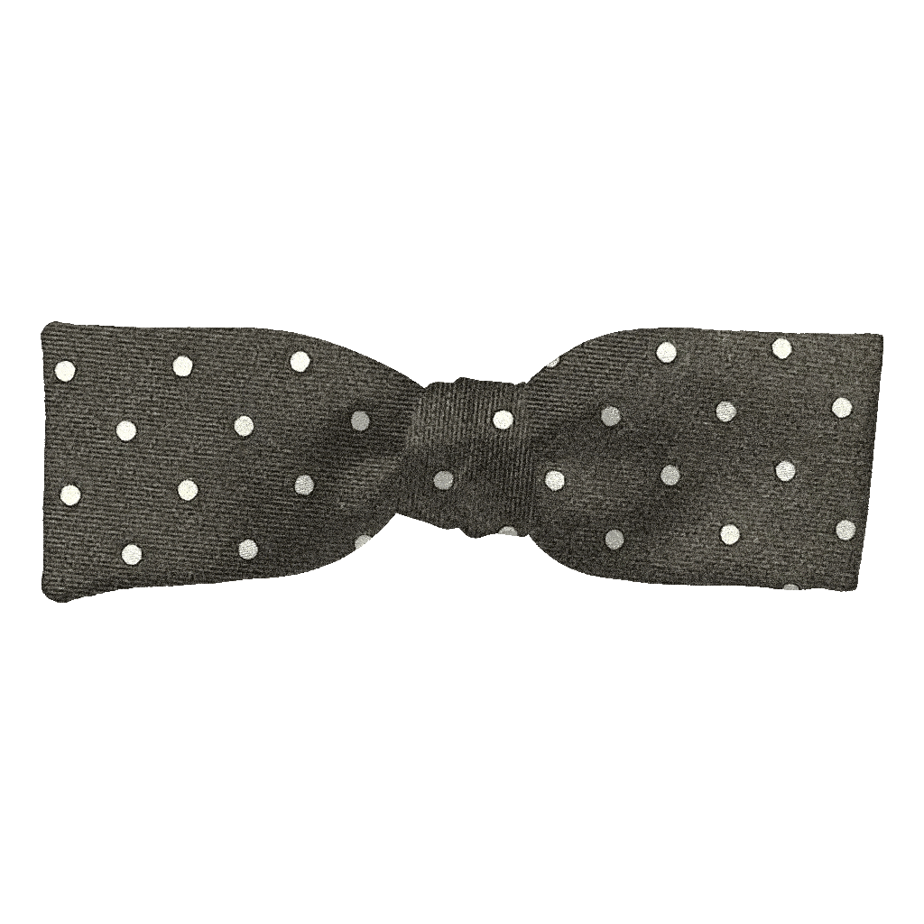[BT-S-35-E-60-6068] Schleife aus Seide, Form: gerade, Höhe: 35, Stoff: schwarz mit weißen Punkten (6068) (EASY: vorgebunden mit verstellbarer Größe)