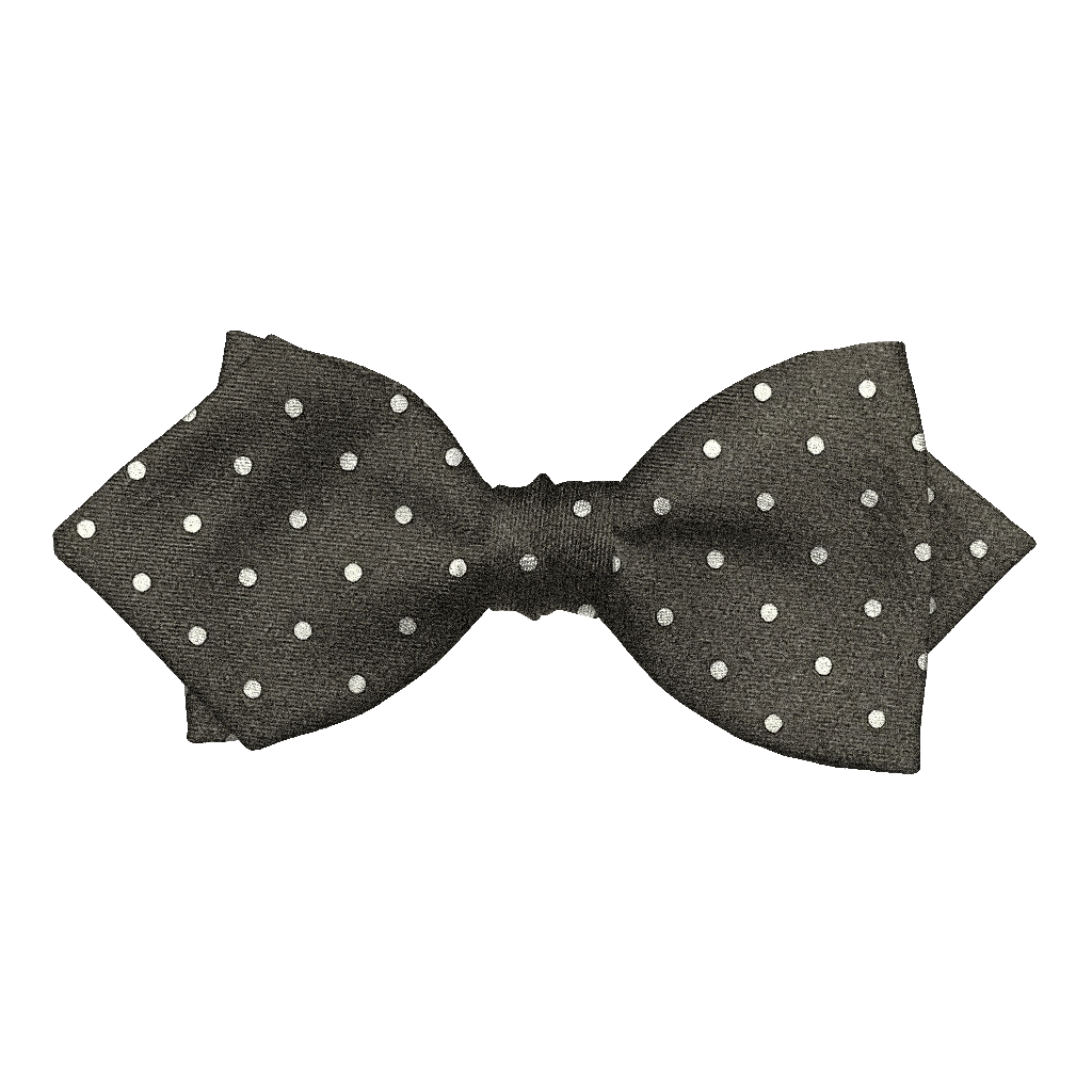 [BT-P-60-E-60-6068] Schleife aus Seide, Form: spitz, Höhe: 60, Stoff: schwarz mit weißen Punkten (6068) (EASY: vorgebunden mit verstellbarer Größe)