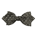 Schleife aus Seide, Form: spitz, Höhe: 60, Stoff: schwarz mit weißen Punkten (6068)