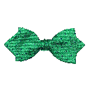 Schleife aus Seide, Form: spitz, Höhe: 60, Stoff: grün mit blauen Punkten (6072)