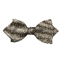 Schleife aus Seide, Form: spitz, Höhe: 60, Stoff: braun mit hellblauen Punkten (6078)