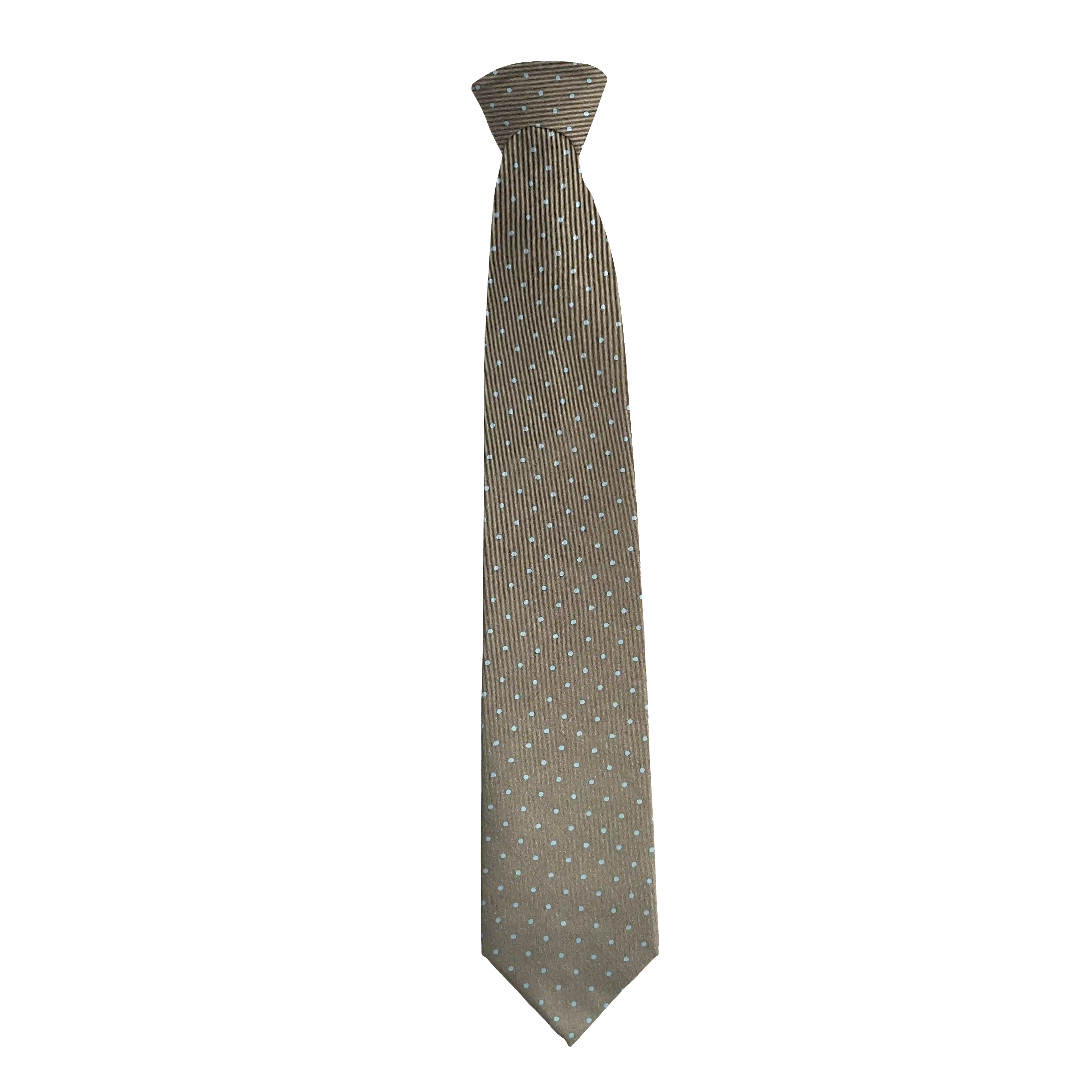 Krawatte aus Seide, Breite: 85 mm, Stoff: braun mit hellblauen Punkten (6078)