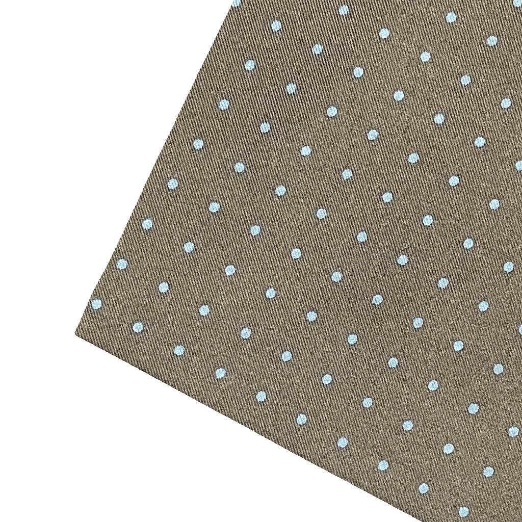 [PS-S300-60-6078] Ziertuch aus Seide, 30 x 30 cm, Stoff: braun mit hellblauen Punkten (6078)