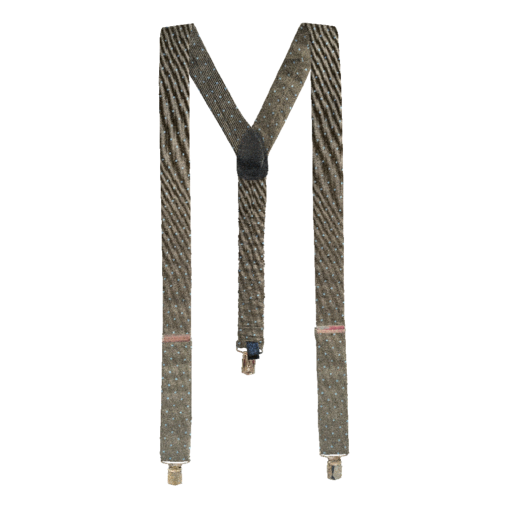 [BR-M-60-6078] Hosenträger aus Seide, Stoff: braun mit hellblauen Punkten (6078) (Metallklips)