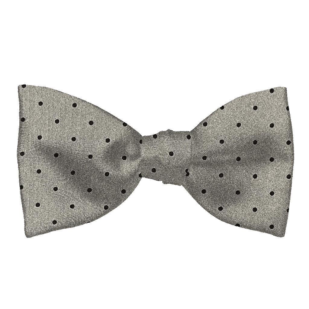 [BT-S-65-E-60-6079] Schleife aus Seide, Form: gerade, Höhe: 65, Stoff: grau mit schwarzen Punkten (6079) (EASY: vorgebunden mit verstellbarer Größe)
