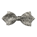 Schleife aus Seide, Form: spitz, Höhe: 60, Stoff: grau mit schwarzen Punkten (6079)