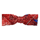 Schleife aus Seide, Form: gerade, Höhe: 35, Stoff: rot gemustert mit Blättern in blau (6606)