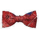 Schleife aus Seide, Form: gerade, Höhe: 50, Stoff: rot gemustert mit Blättern in blau (6606)
