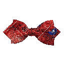Schleife aus Seide, Form: spitz, Höhe: 60, Stoff: rot gemustert mit Blättern in blau (6606)