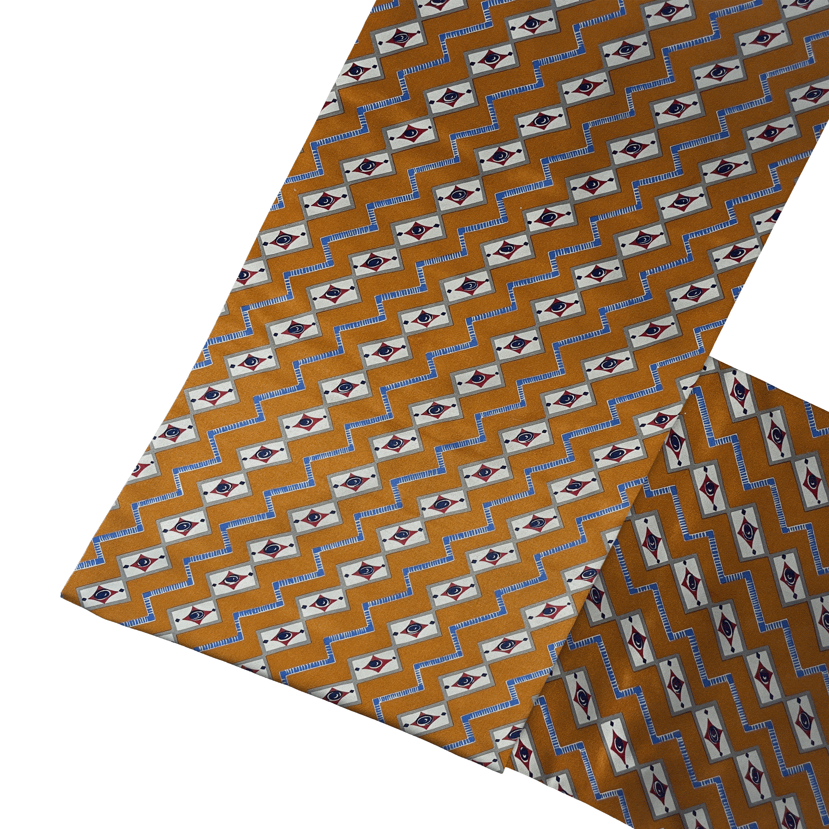 Mantelschal aus Seide, Stoff: gemustert in beige und blau auf dunkelocker (6480)