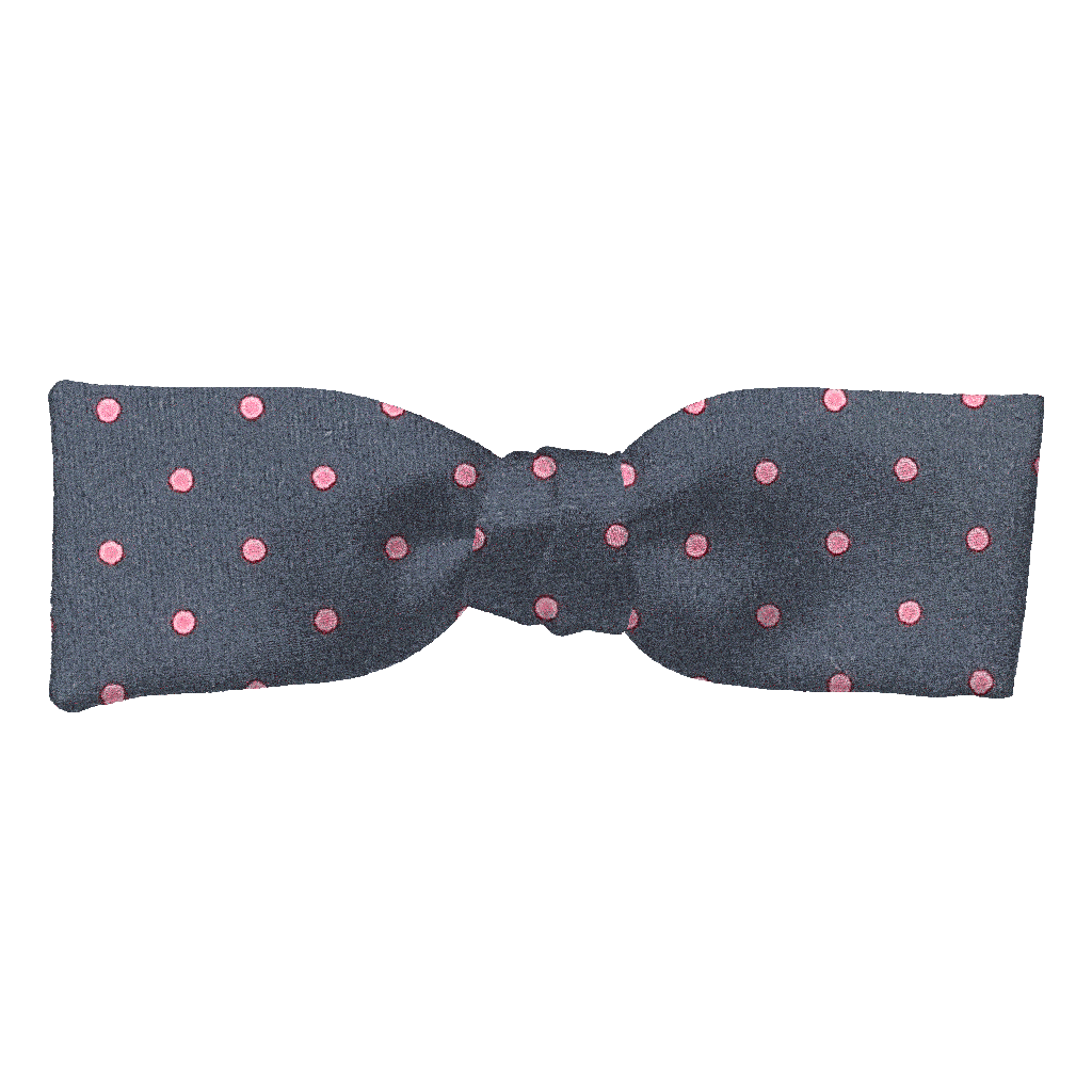 [BT-S-35-E-60-6066] Schleife aus Seide, Form: gerade, Höhe: 35, Stoff: dunkelblau mit rosa Punkten (6066) (EASY: vorgebunden mit verstellbarer Größe)