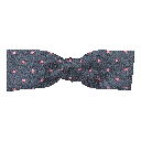 Schleife aus Seide, Form: gerade, Höhe: 35, Stoff: dunkelblau mit rosa Punkten (6066)