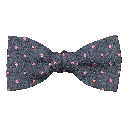Schleife aus Seide, Form: gerade, Höhe: 50, Stoff: dunkelblau mit rosa Punkten (6066)