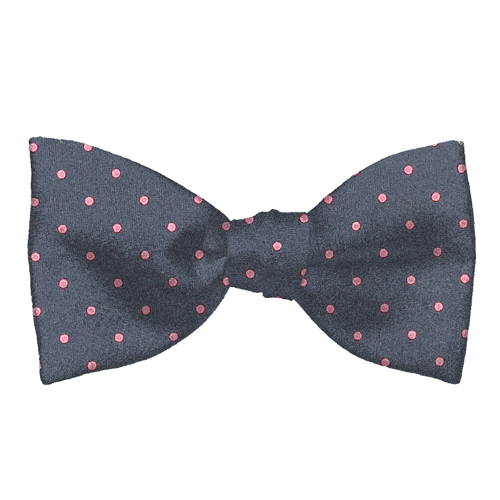 [BT-S-65-E-60-6066] Schleife aus Seide, Form: gerade, Höhe: 65, Stoff: dunkelblau mit rosa Punkten (6066) (EASY: vorgebunden mit verstellbarer Größe)