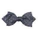 Schleife aus Seide, Form: spitz, Höhe: 60, Stoff: dunkelblau mit rosa Punkten (6066)