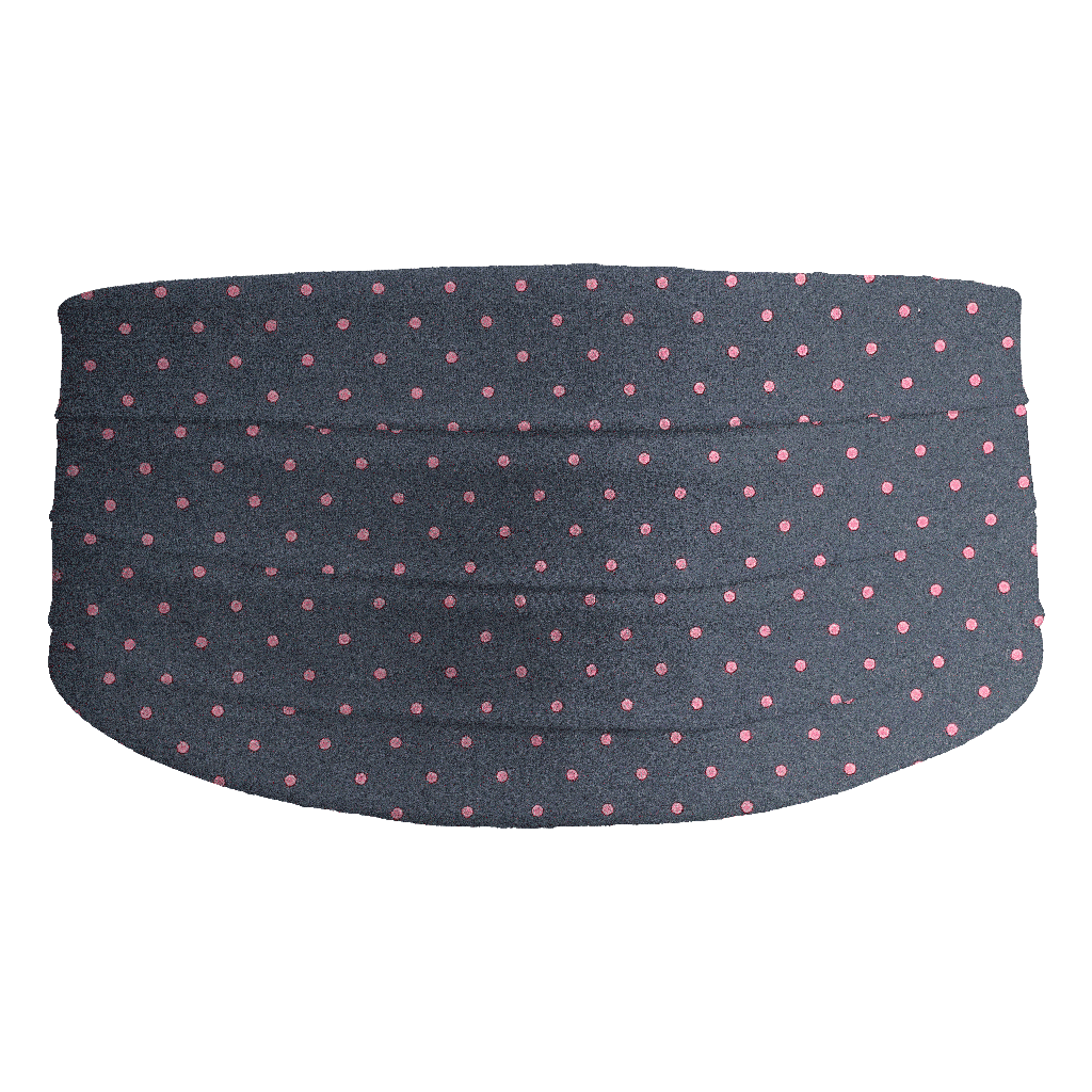[CB-S-60-6066] Kummerbund aus Seide, Stoff: dunkelblau mit rosa Punkten (6066) (48)