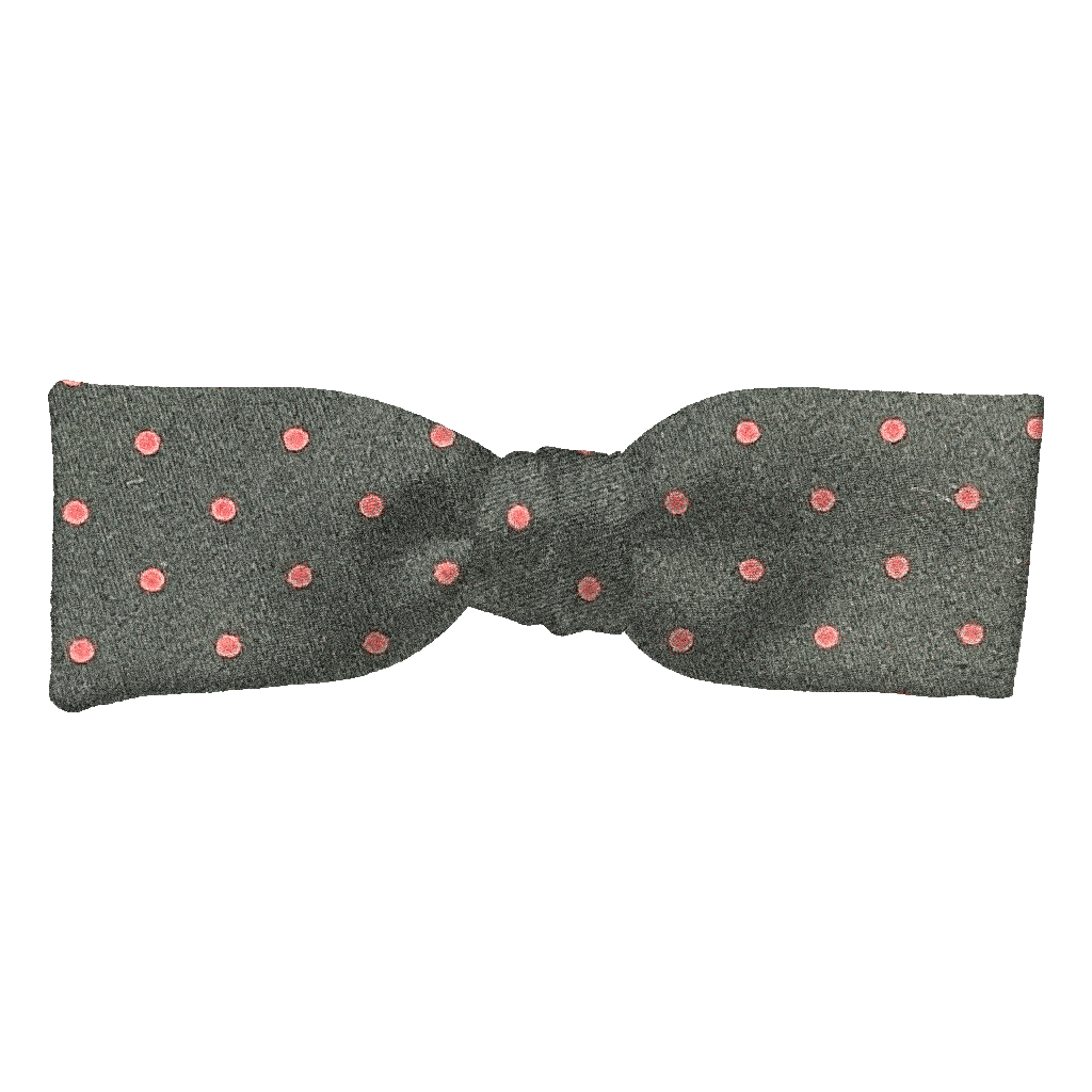 [BT-S-35-E-60-6067] Schleife aus Seide, Form: gerade, Höhe: 35, Stoff: schwarz mit magenta Punkten (6067) (EASY: vorgebunden mit verstellbarer Größe)